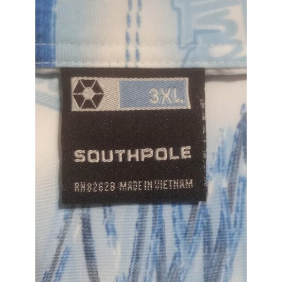 VTG Southpole Shirt Mens 3XL Blue Short Sleeve Graphic Print Hip Hop Baggy Y2K - Picture 7 of 12